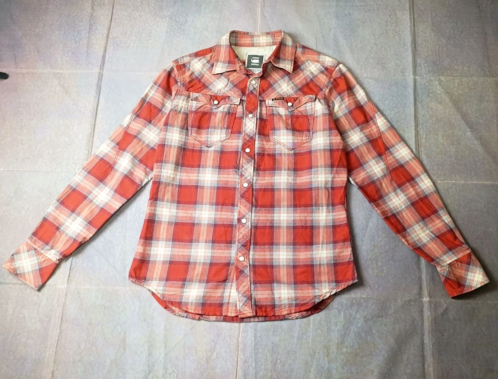 G-Star RAW ARC 3D Plaid Western Shirt Red Men's Size S Vintage Style